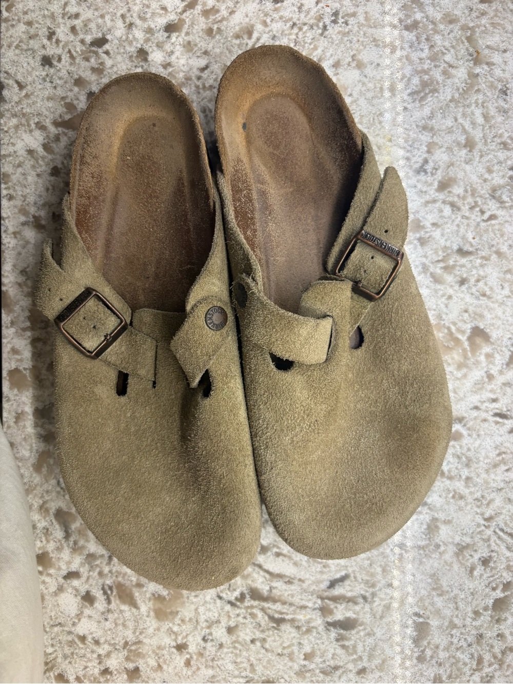 Birkenstock Suede Clog Mules in Sand